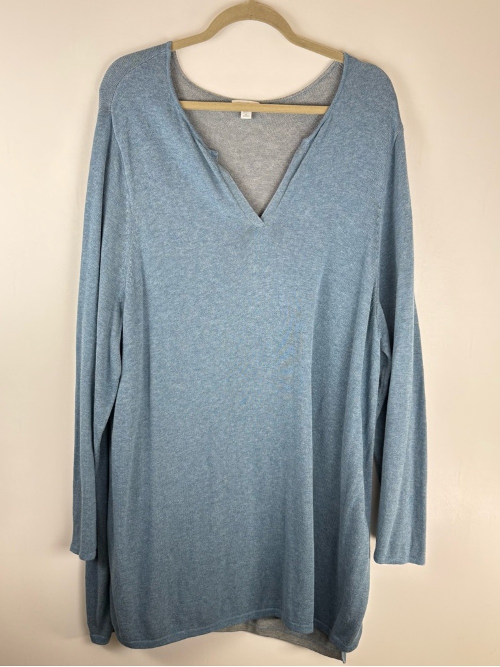J Jill Womens 3X Blouse Long Sleeve Shirt Top Sweater Tunic V Neck Blue